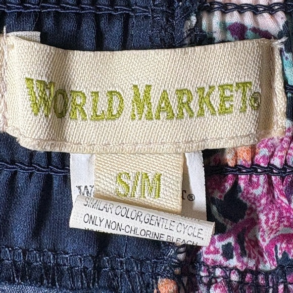 World Market Indigo Paradise Floral Pattern Wide leg Pull on Pants - Picture 7 of 8